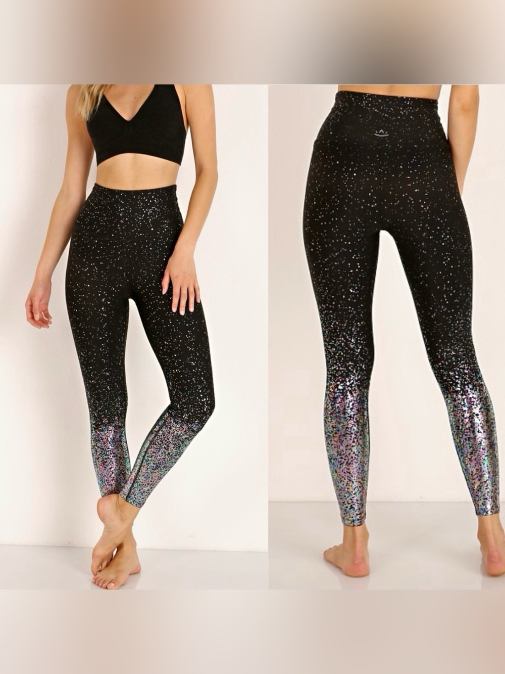 Beyond Yoga Alloy Ombré High Waisted Leggings Black Iridescent S Like New
